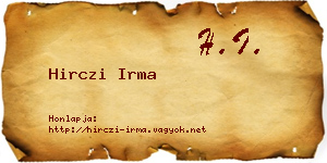Hirczi Irma névjegykártya